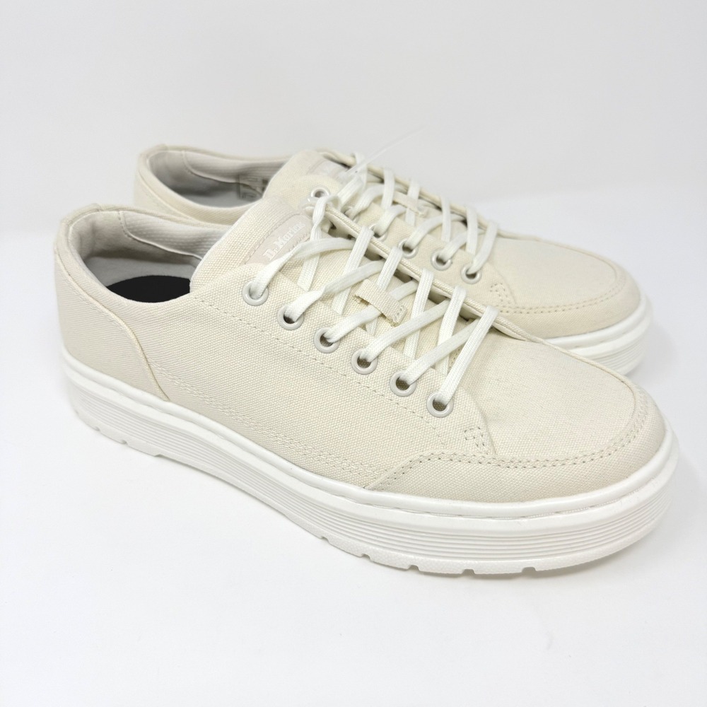Dr. Martens Brookline 6 Eye Mens 8 Womens 9 Cream Canvas Low Top Sneakers NEW